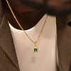 Men's Gold Gemstone Necklace (Green)