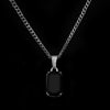 Men's Silver Onyx Pendant Necklace (Oval)